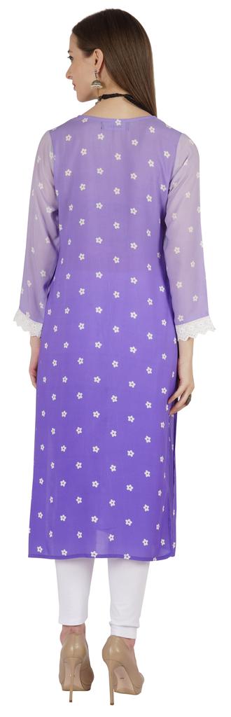 Bimba Printed  Designer  Kurta  For Womens Straight Kurti V-Neck Ethnic  Traditional  Wear - Cotton
