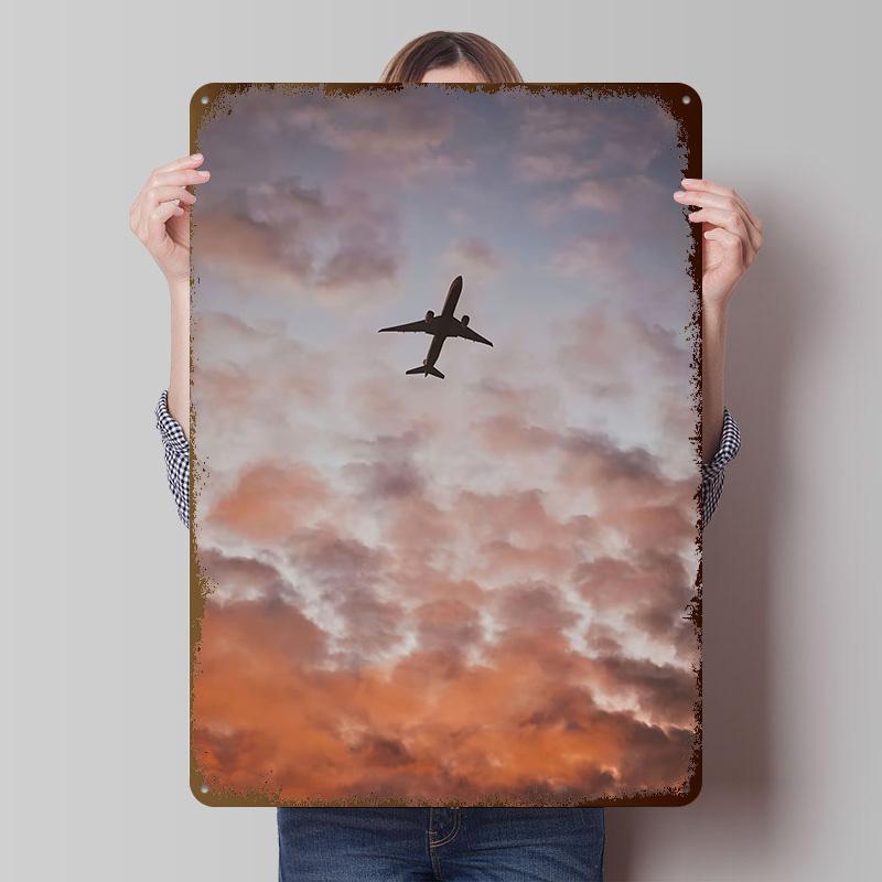 Plane Printed Poster Customized Retro Wall Art Vintage Metal Tin Signs for Home Custom Plate Gaming Room Decoration Cozy House