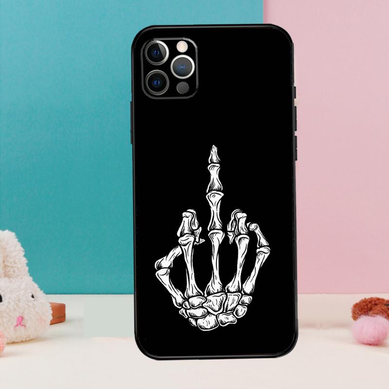 Skelett Mittelfinger Handyhülle Für iPhone 16 14 13 12 11 15 Pro Max 12 13 mini XR 15 16 Plus 16e Hülle Coque