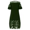 Fashion Womens Lace Stitching Ruffle Short-Sleeved Strapless Sheath Dress
