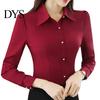 Office Shirt Commute Women Slim Fit Single-breasted Dignified Enhance Beauty Image Top Polyester Solid Color Long Sleeve Formal for Workplace