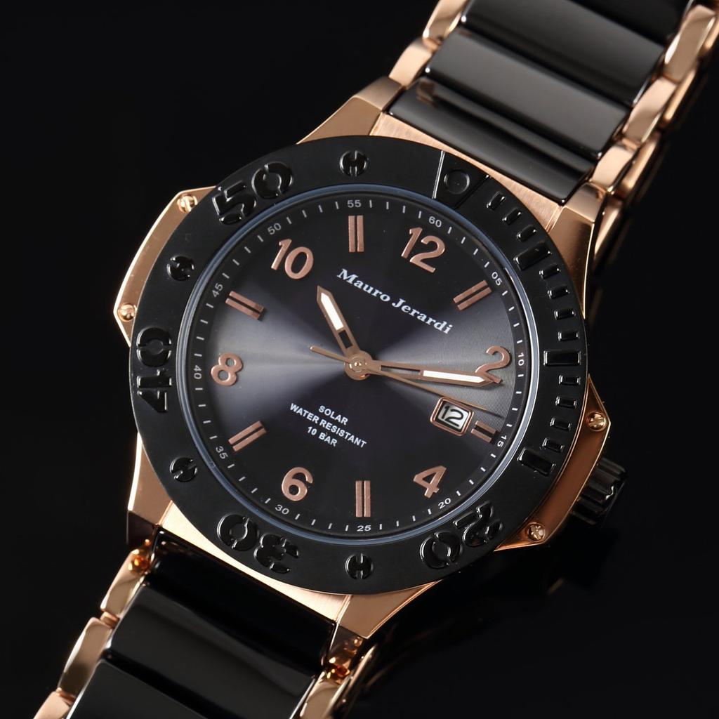 [Mauro Geraldi] Watch Solar Ceramic 10 ATM Water Resistant Calendar MJ034-5 Men's Black