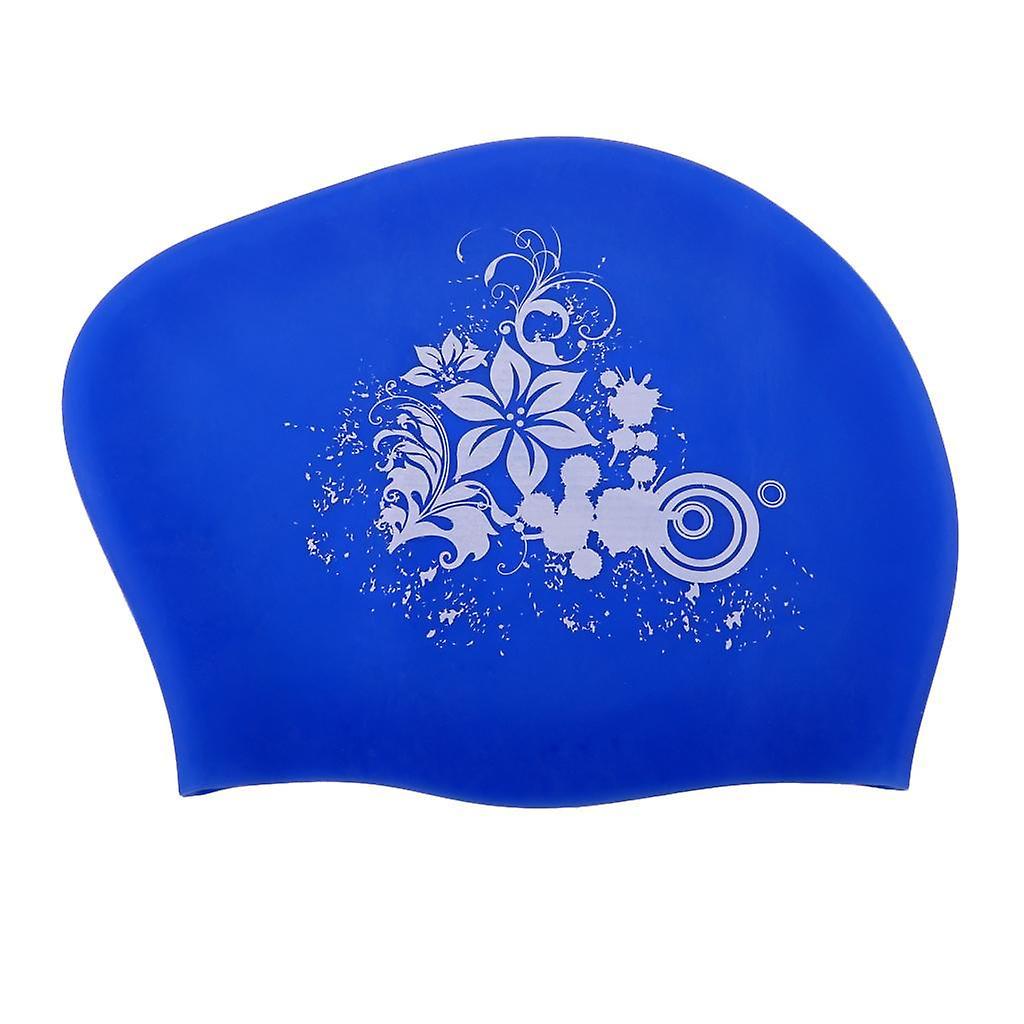 3x Elastic Silicone Swim Cap Swimming Pool Hat for Women Girls Men Dark Blue