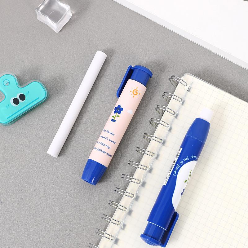 23Pcs Pen Type Automatic Press Eraser Drawing Writing Erasable Stationery Rubber School Exams Supply