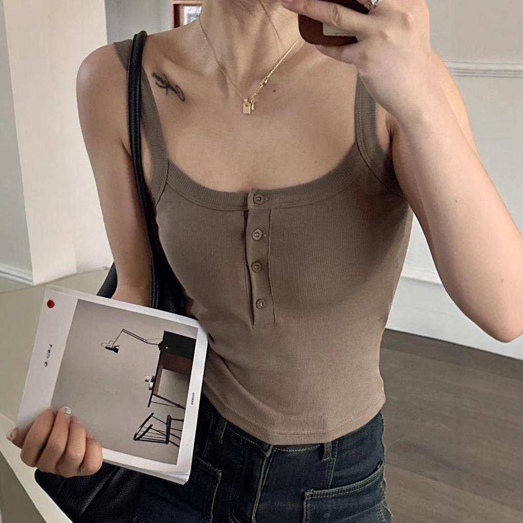 Rayon Weste Neuer Faden Baumwolle Kurzes Brustpolster Einfarbig Neckholder Außen zu tragen Der Unterrock