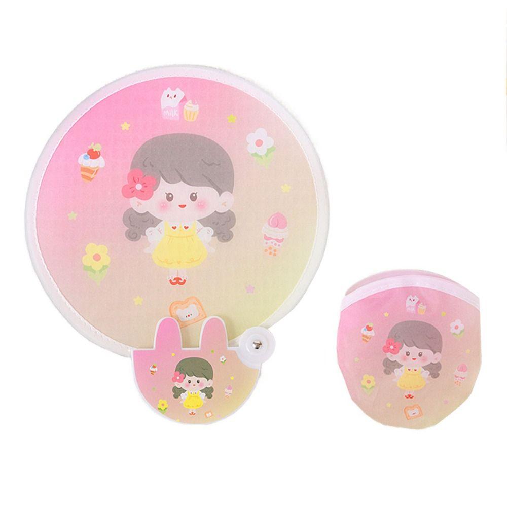 Portable Collapsible Fans Summer Round for Beach Lawn Hand Fan Kid Outdoor Folding Fans Flying Disk