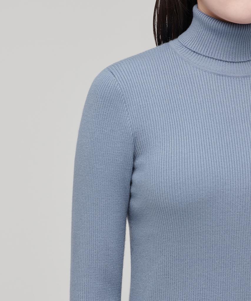MUSINSA STANDARD WOMAN Women'S Ribbed Slim Turtleneck Knit [Blue Grey]