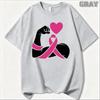 Muscle Fist Heart Pink Ribbon Graphicunisex Summer Cotton T Shirt Breast Cancer Fighter Strength Short Sleeve Tee