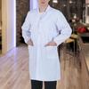 Professional Lapel Long Short Sleeve White Coat Unisex Students Buttons Placket Pockets Laboratory Food Factory Work Clothes