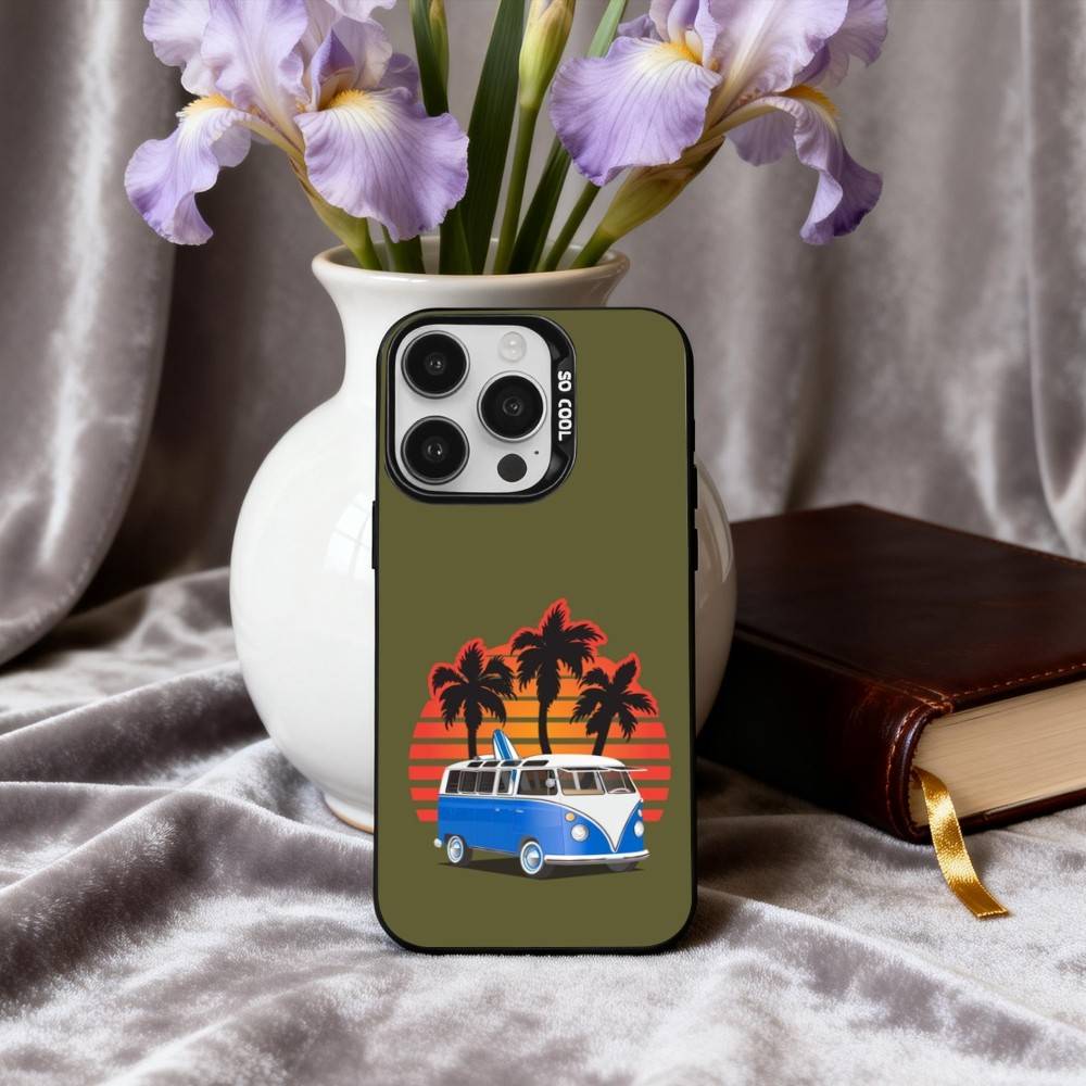 C-Combi Van Surf Art Phone Case For iPhone17,16,15,14,13,12,11 Plus,Pro Max Black Candy silver phone case iPhone16promax