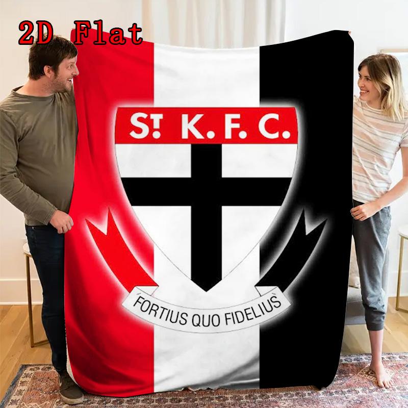 St Kilda AFL Print 2D Flat Pattern Flannel Blanket High quality All Seasons Warmth and Comfort Perfect for Christmas Gifts.