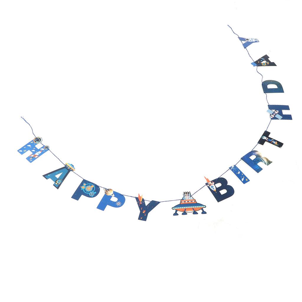 Weltraum Geburtstag Flagge Astronaut Planet Spirale Banner Anzug für Party Dekorationen Kuchenstecker