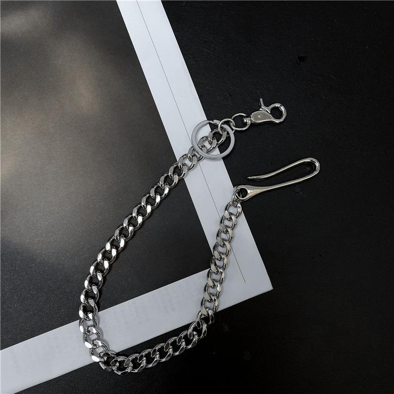 Retro Bright Silver Metal Chain, Hip Hop Dancing Trouser Chain Texture Hook Decoration with Trouser Chain Jewelry