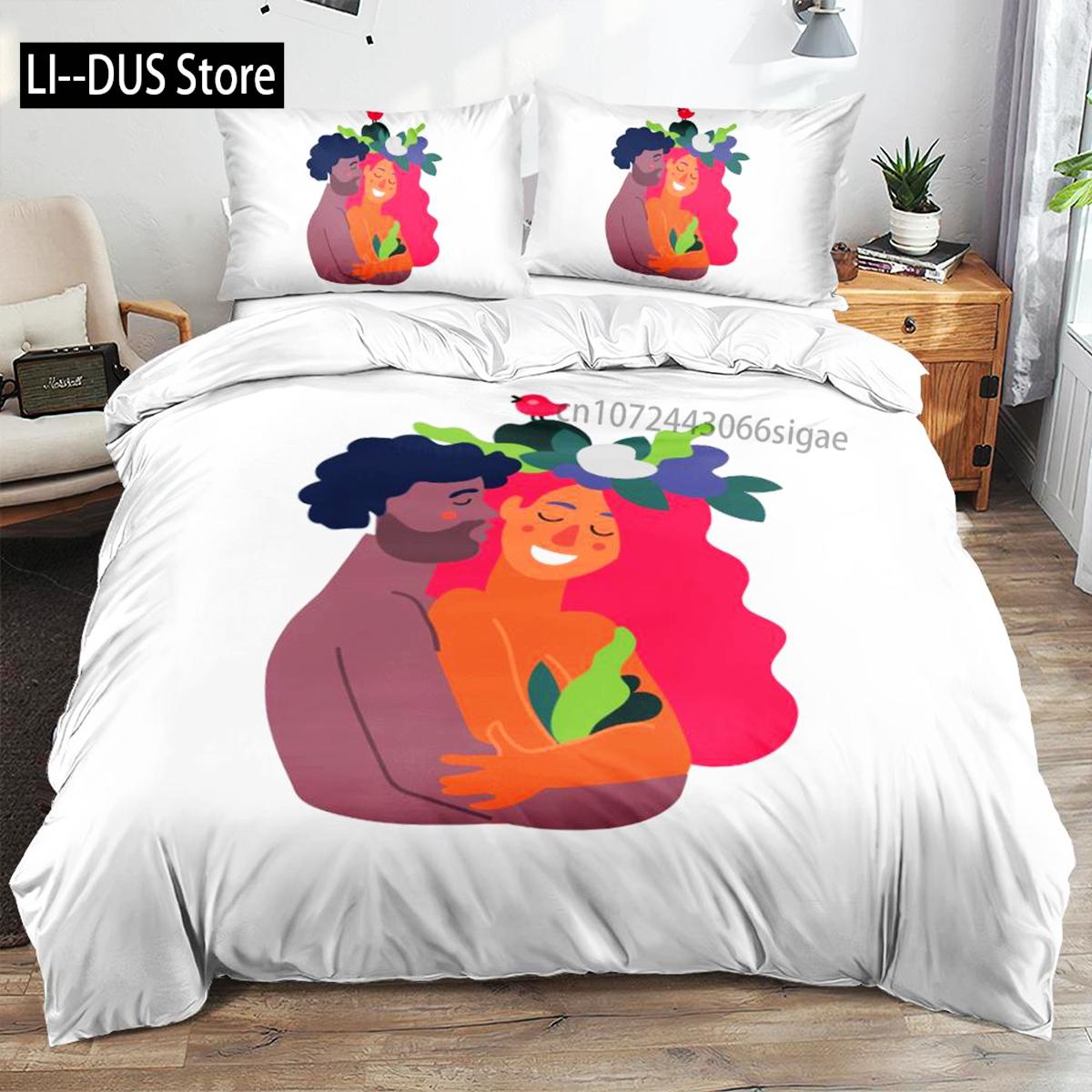 

Comforter Couple King Intimate Lovers Embrace Pattern Bedding Set Valentine S Day Gift For Lover Microfiber Comforter (quilt)-EU Single(135*200cm)3pcs