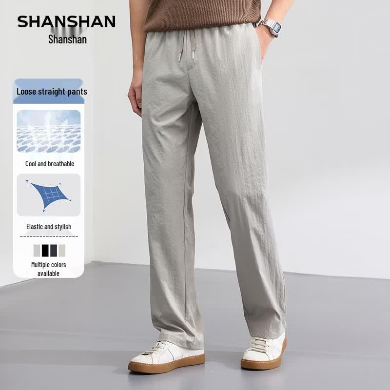 SHANSHAN Men s Elastic Lightweight Straight-Leg Business Casual Pants 2XL