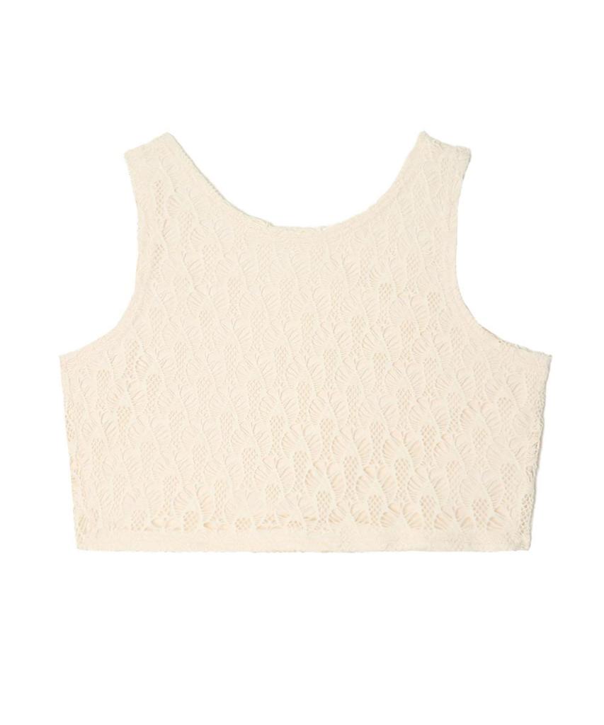 Bikini Bender Farid Crochet Back Ribbon Sleeveless Crop Top