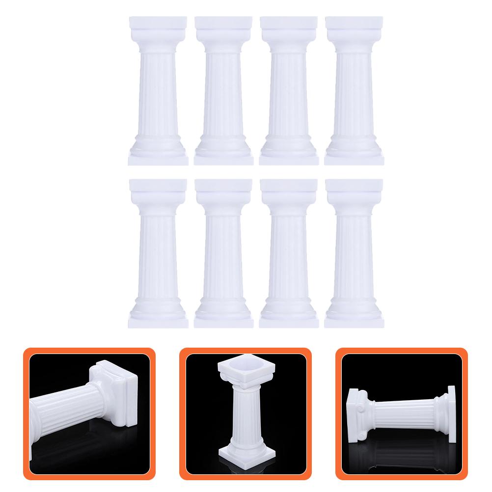 8 Pcs Roman Pillar Cake Stand Cakes Desert Table Display Decorate Small Wedding Supports Plastic Column Baby Separator Rod