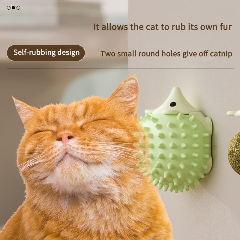 Natural Catnip Ball Hedgehog Style Wall Stick Ball Toy Claw Board Snack Healthy Natural Promote Digestion of Cat Snacks