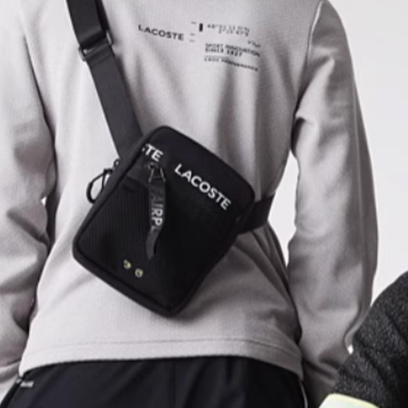 Lacoste Modische tragbare tägliche Nylon-Schulter-Crossbody-Tasche mittel Unisex-Taschen Schwarz NU3797UH-000