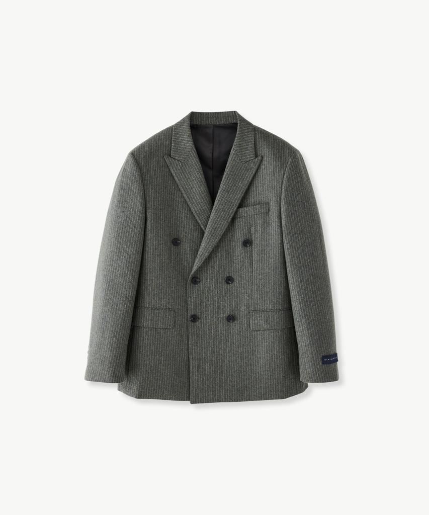 STCO Italy Marlane Striped Double-Breasted Jacket Khaki (Classic Fit)_Ssjwd94Dtk