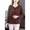 Autumn Pure Cotton Long-sleeved T-shirt for Middle-aged Mothers  Polka-dot Doll Collar Top Loose Bottoming Shirt