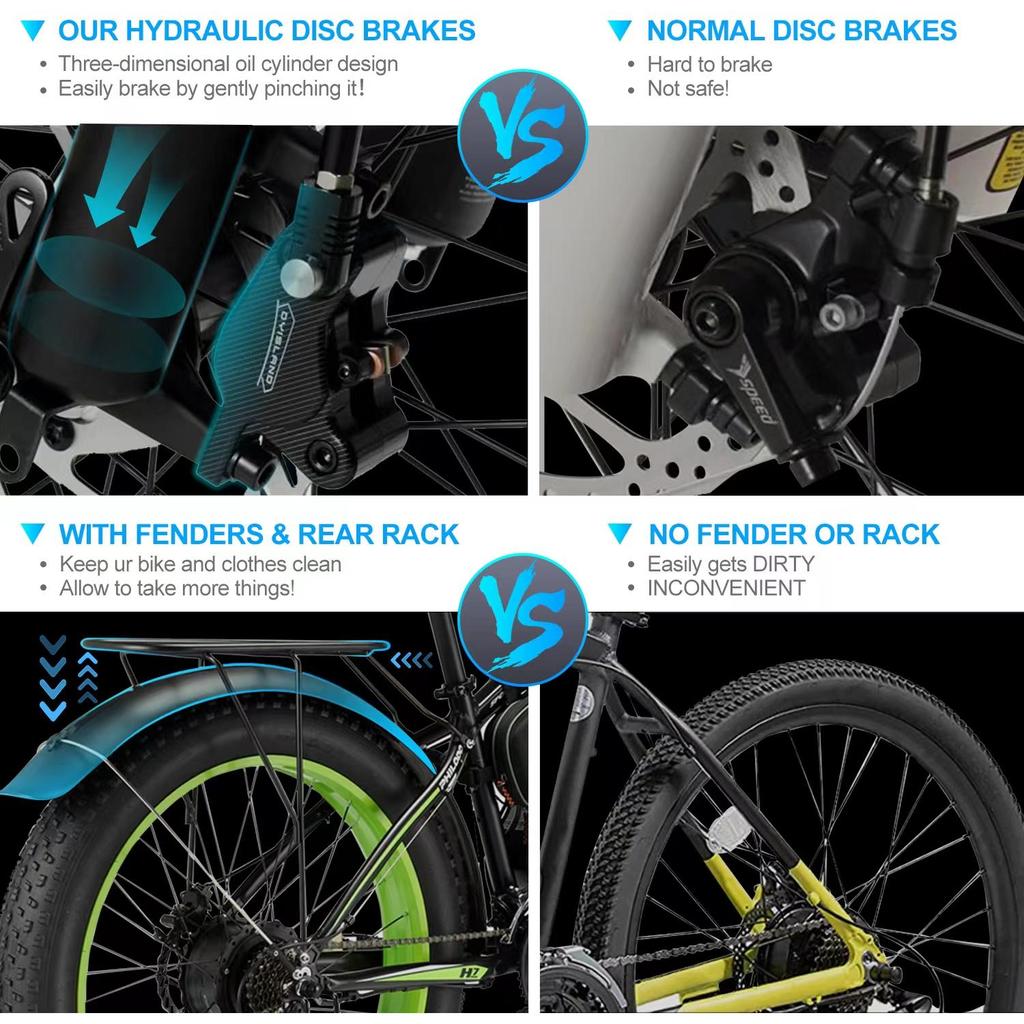 Electric Bicycle Adult Philodo H7 Pro 26" 1000W Motor All-Terrain Electric Bike 48V 17.5AH 21 Spped Fat Tire Ebike Max Load 150Kg Green