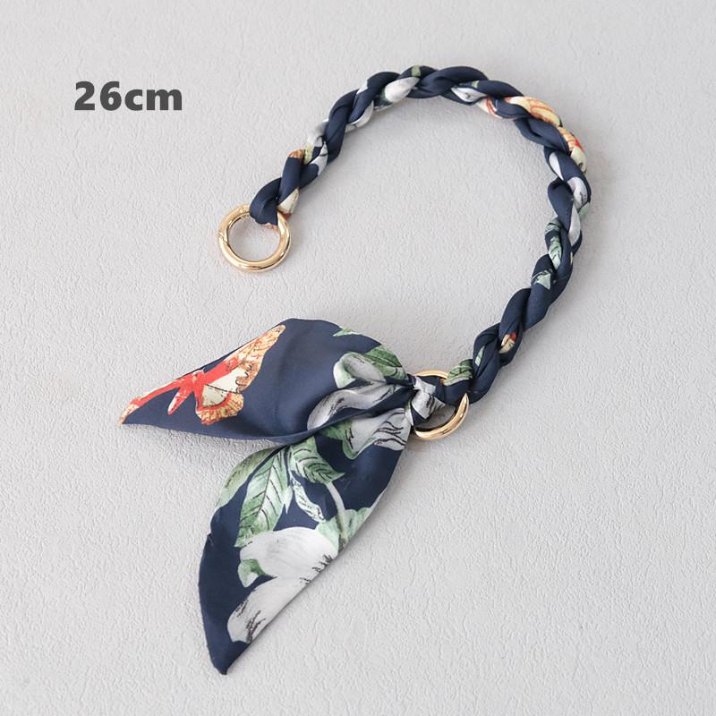 

Новая мода весна женская сумка аксессуар часть цепи съемный сменный цветочный принт шелковый ремешок женщины DIY цепочка ручки сумки 26CM синий