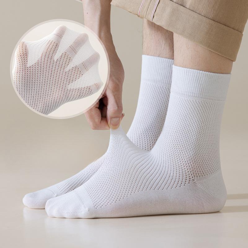 10/5/1 Pairs Men's Mid-tube Mesh Socks Ultra-thin Deodorant Sweat-absorbent Breathable Socks Business Casual Men's Long Socks Trendy