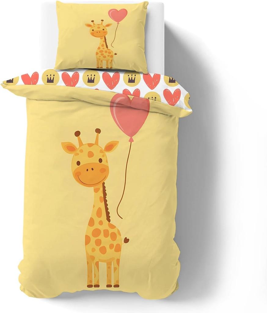 Copripiumino Animali della Giungla 2 Pezzi, Set Biancheria da Letto Stampata 3D con Leone e Giraffa con Chiusura a Zip, Federe per Adolescenti e Adulti