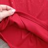 Half Neck Women Glitter Party Dress A-line Slim Evening Dress Chiffon Cape Red Dress  Ladies Girl