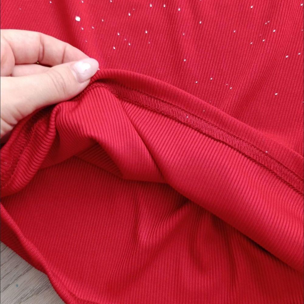Half Neck Women Glitter Party Dress A-line Slim Evening Dress Chiffon Cape Red Dress  Ladies Girl