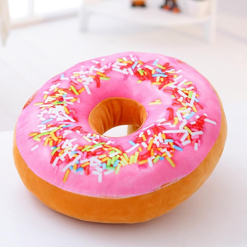 38/60cm Donut Food Toy Colorful Stuffed Ring Shaped Decor Plushie Head Pillow Seat Cushion for Chair Indoor Floor Sofa Gift