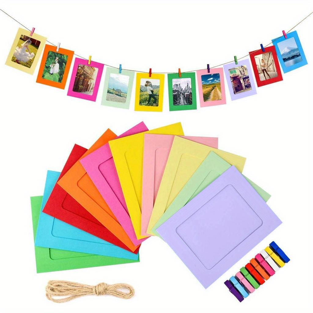 20pcs Paper Photo Frame, 4x6 In Photo with Clip, for Back To School Decoration, Hanging Photo Display, Suitable for Home, Dormitory Decoration