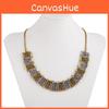 Vintage Geometric Alloy Necklace With Engraved Hollow Carving For Wedding Gift