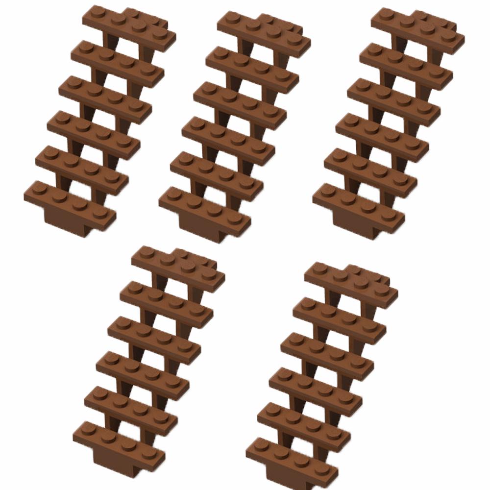 MOC Staircase Bricks 7x4x6 - 5pcs Straight Open Steps 30134 for Modular Building Blocks, DIY Construction Stairs Ladder for City