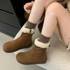 Frosted leather thick-soled snow boots for women's autumn and winter new plush warm thickened Boken short boots fluffy cotton shoes