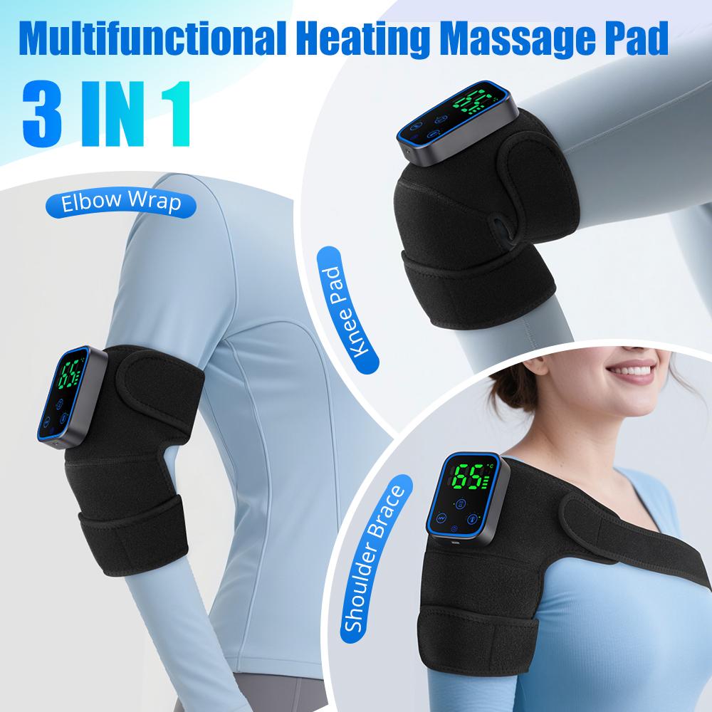 Electric Heating Knee Pad 3 In1 Wireless Control Vibration Elbow Shoulder Knee Massager Support Brace For Arthritis Muscle Relax
