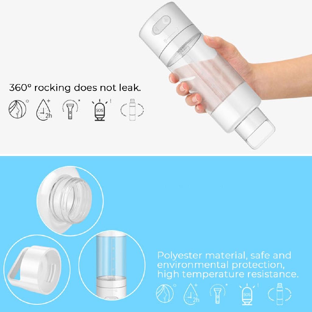 1200mAh Rechargeable Hydrogens Rich Water Multifunction Water Pure Bottle 500-1000ppb Spray With Light Drinking Remind 500ml