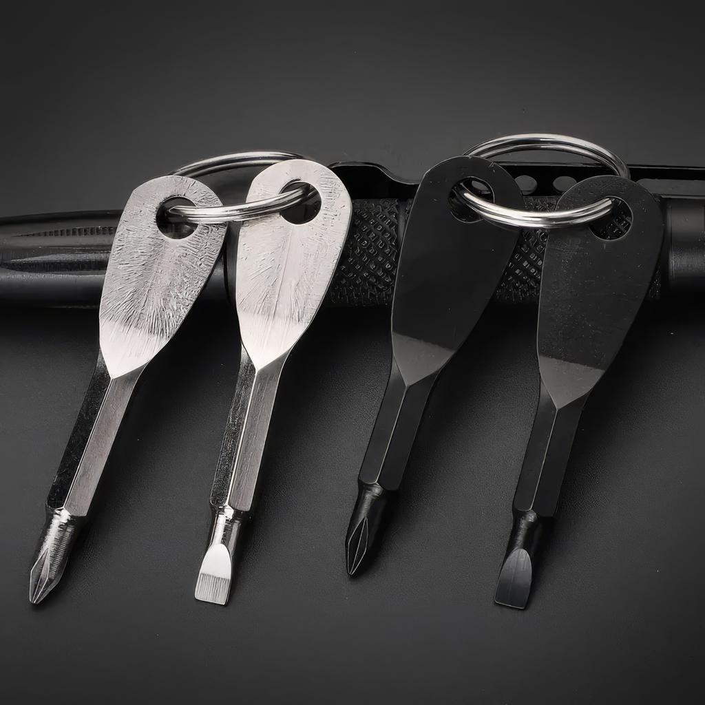 1 Keychain Screwdrivers in Black/silver, Portable Keychain Repair Tool, Suitable for Outdoor Camping Accessories