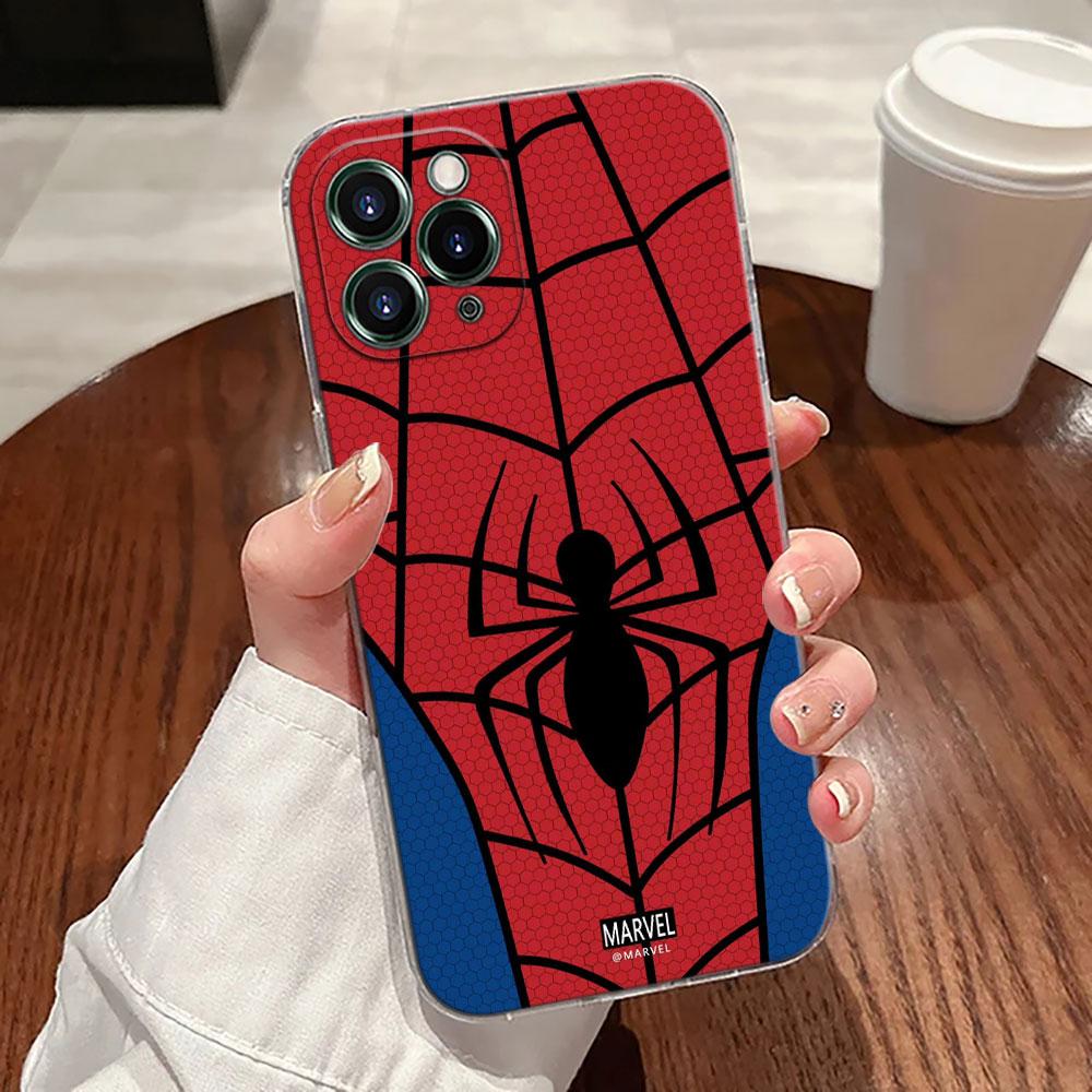 

Прозрачный чехол для телефона Marvel Человек-паук для iPhone 17 Pro Max 17E 11 12 13 14 15 16 Pro Max 15 Plus 17 Air 16E 7 XS Мягкая накладка iPhone 7