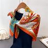 New cartoon emulated silk printed silk scarf shawl neck protection scarf decorative luxury women's scarf