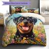 Rottweiler and garden Pattern Bedding Home Decoration Birthday Gift (1 * duvet cover + 2 * pillowcase, without core)