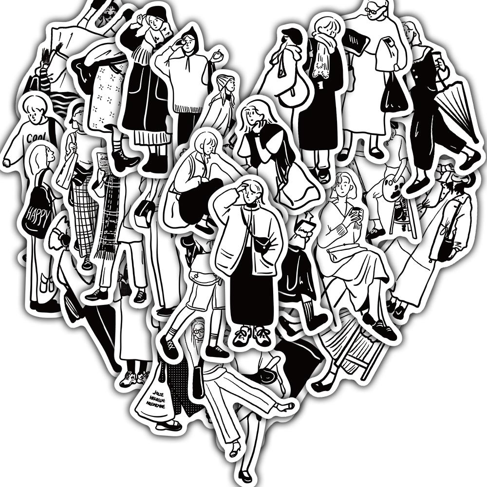 30/60PCS Minimalist Lines For Characters Stickers Car Decorative Case Luggage Handbook Cartoon Desktop Phone Cases DIY Sticker