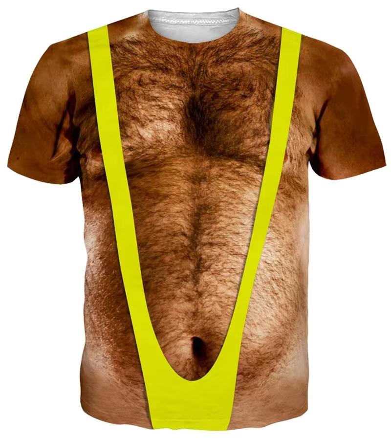 Hairy Chest Men T Shirt 3d Printed Muscle Fake Abs T-shirt Cosplay Costume Tee Shirts Summer Women T-shirt Clothing T-shirt