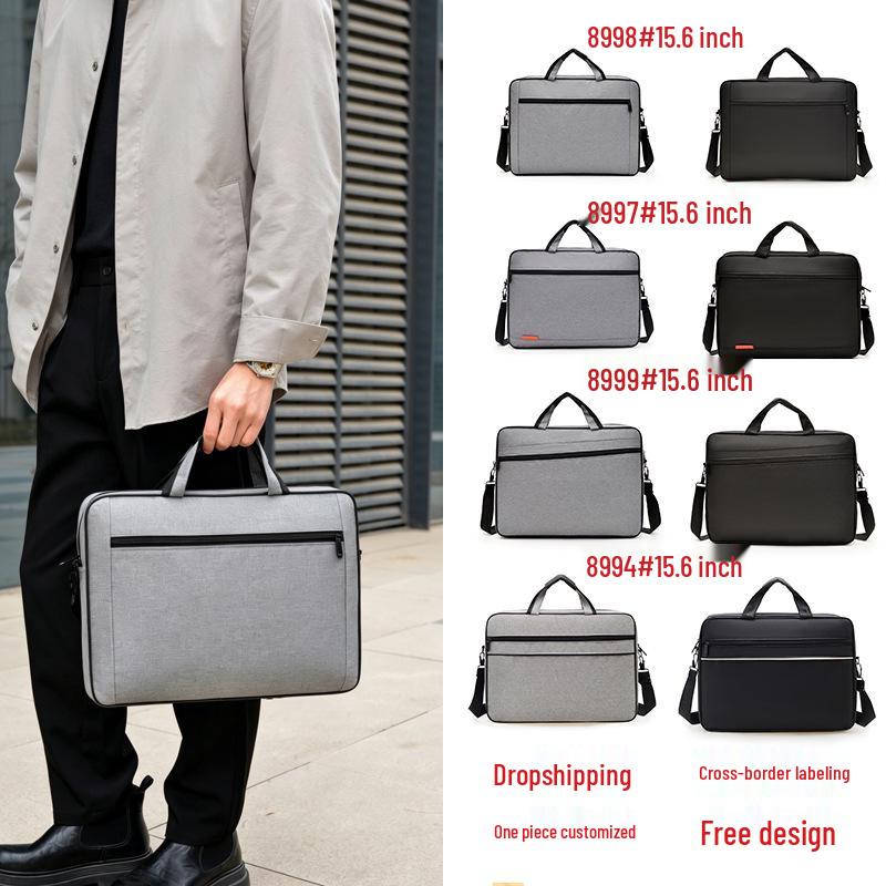 Men's Large Capacity Crossbody Business Briefcase with Shoulder Strap for 15.6" Laptops, Customizable Logo