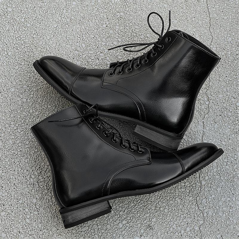 Men's Leather Boots Luxury Banquet Party Dress Boots British Style Business Formal Boots for Men Casual Leather High Top Booties