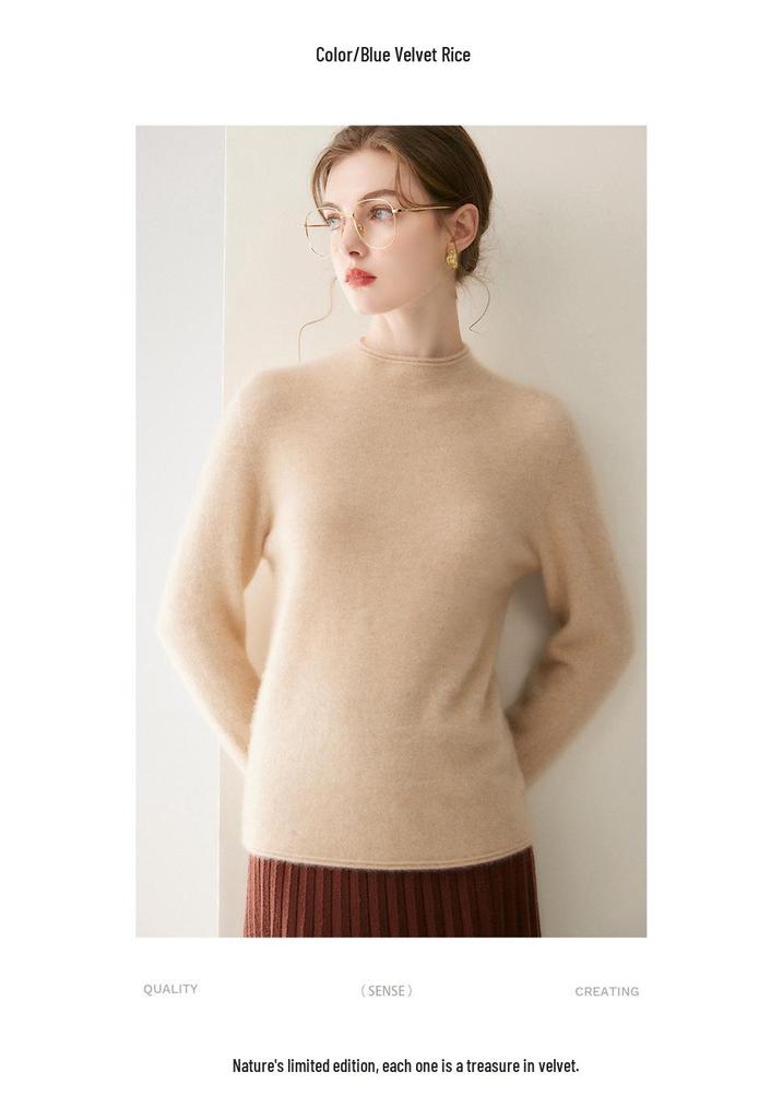 2026 Le Kasha Women's Cashmere Pullover: 12 Gauge, Rolled Hem