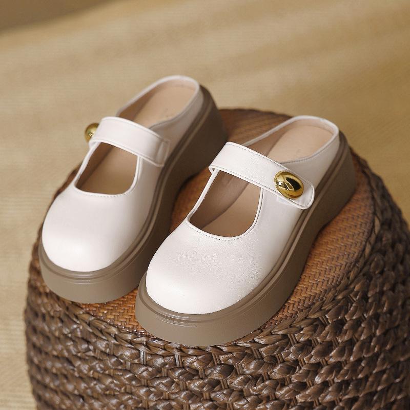Niche one-pedal Mary Jane bag head dragging girl 2025 new new model, fashionable outer wear, small height-increasing thick-soled slippers