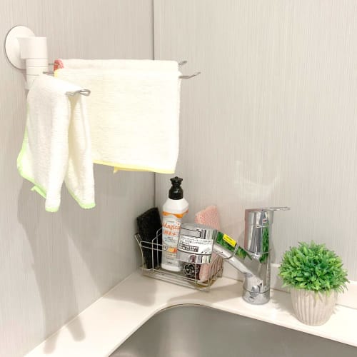LEC 2-Way Dishcloth Holder with Suction Cup, White, K-746