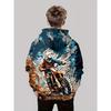Cool Motorcycle Rider 3D Printed Boys' Casual Long Sleeved Hooded Sweatshirt, Spring and Autumn Boys' Hoodie
